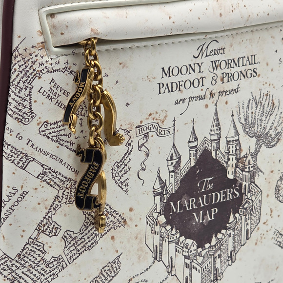 Harry Potter Marauders Map White Brown Mini Backpack Bag New - Picture 10 of 10